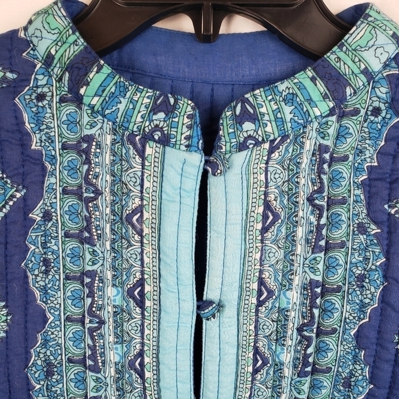 Quilted Long Sleeve Printed Button Down Reversible Jacket Sz L - Picture 4 of 11